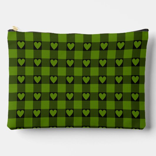 Avocado Green Black Buffalo Heart Plaid Etui (Voorkant)