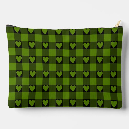 Avocado Green Black Buffalo Heart Plaid Etui (Achterkant)