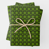 Avocado Green Black Buffalo Heart Plaid Inpakpapier Vel (In situ)