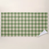 Avocado Green Cotvoordcore Gingham Check Pset Strandlaken (Voorkant)