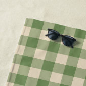 Avocado Green Cotvoordcore Gingham Check Pset Strandlaken (In situ)