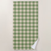 Avocado Green Cotvoordcore Gingham Check Pset Strandlaken (Voorkant)