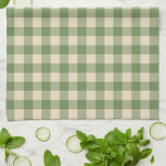 Avocado Green Cotvoordcore Gingham Check Pset Theedoek<br><div class="desc">Moderne picknick-trend in het voorjaar,  met het gingham-pleistertartan-patroon in avocado-groene en roomkleurige kleuren.</div>