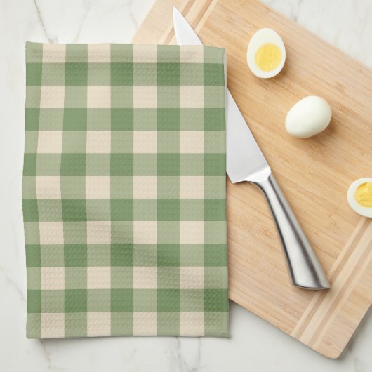 Avocado Green Cotvoordcore Gingham Check Pset Theedoek (Quarter Fold)