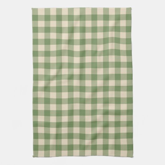 Avocado Green Cotvoordcore Gingham Check Pset Theedoek (Verticaal)