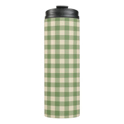 Avocado Green Cotvoordcore Gingham Check Pset Thermosbeker (Voorkant)