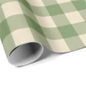 Avocado Green Cream Cotvoordcore Gingham Pset Cadeaupapier (Rol Hoek)