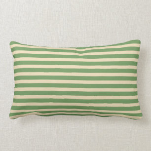 Avocado Green Cream Stripe Indoor Lumbar Pillow Kussen
