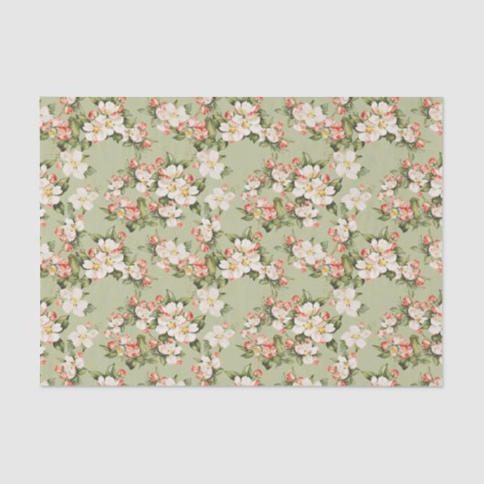Avocado Green Floral Elegant Tissuepapier (Voorkant)