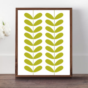 Avocado Green Flower Buds Mid Century Modern Poster