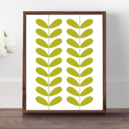 Avocado Green Flower Buds Mid Century Modern Poster