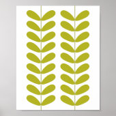 Avocado Green Flower Buds Mid Century Modern Poster (Voorkant)
