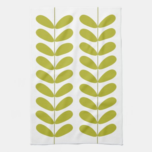 Avocado Green Flowers Retro Mid Century Modern Theedoek (Verticaal)
