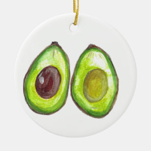 Avocado green fruit waterverf vegan Vegeterian Keramisch Ornament