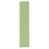 Avocado Green Gingham Heart Patch Plaid Korte Tafelloper (Voorkant)
