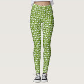 Avocado Green Gingham Heart Patch Plaid Leggings (Voorkant)