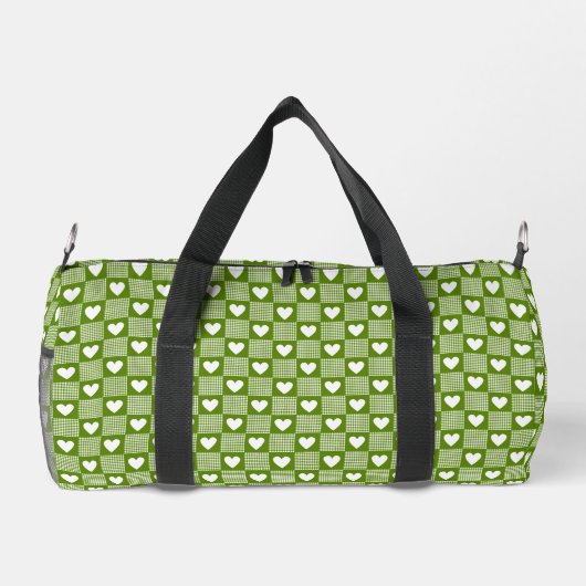 Avocado Green Gingham Heart Patch Plaid Plunjezak (Achterkant)