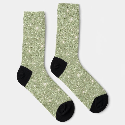 Avocado Green Glitter Sokken (Rechts)