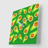 Avocado green health fruit foom vierkante klok (Hoek)