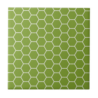 Avocado Green Honeycomb Hexagon Geometric Pattern Tegeltje
