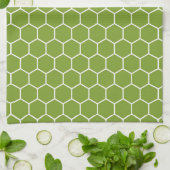 Avocado Green Honeycomb Hexagon Geometric Pattern Theedoek (Gevouwen)