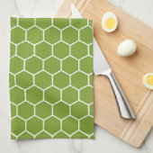 Avocado Green Honeycomb Hexagon Geometric Pattern Theedoek (Quarter Fold)