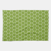 Avocado Green Honeycomb Hexagon Geometric Pattern Theedoek (Horizontaal)