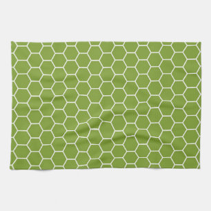 Avocado Green Honeycomb Hexagon Geometric Pattern Theedoek