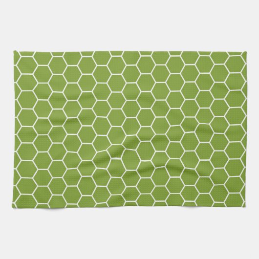 Avocado Green Honeycomb Hexagon Geometric Pattern Theedoek (Horizontaal)