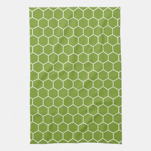 Avocado Green Honeycomb Hexagon Geometric Pattern Theedoek (Verticaal)