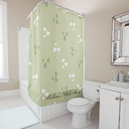 Avocado Green Love Hearts Shower Curtain Douchegordijn