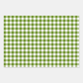 Avocado Green Plaid Gingham Retro Color Inpakpapier Vel