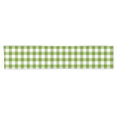 Avocado Green Plaid Gingham Retro Color Korte Tafelloper (Horizontaal)