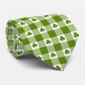 Avocado Green Plaid Shamrock Clover Retro Neck Tie Stropdas (Opgerold)