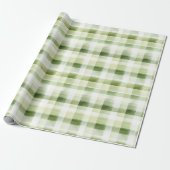 Avocado Green Plaid Stripes Cadeaupapier (Uitgerold)