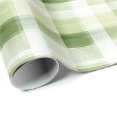 Avocado Green Plaid Stripes Cadeaupapier (Rol Hoek)