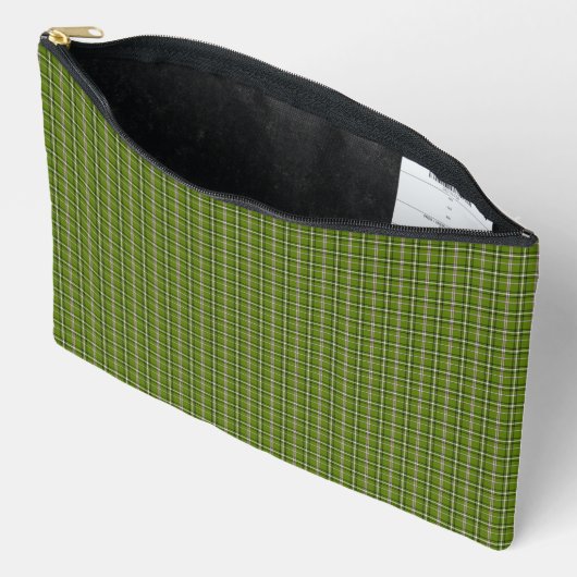Avocado Green Plaid Windowpane Pattern Retro Etui (Open)