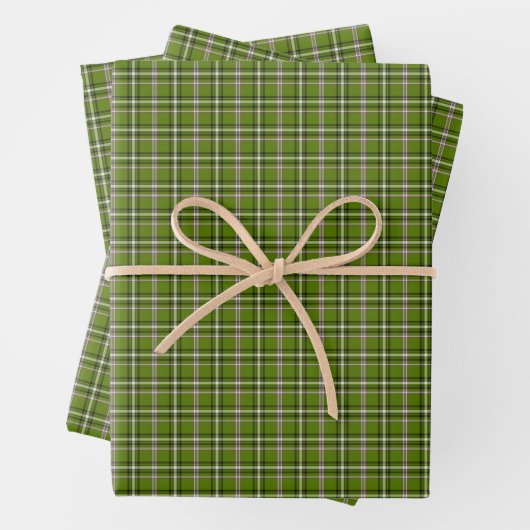 Avocado Green Plaid Windowpane Pattern Retro Inpakpapier Vel (In situ)