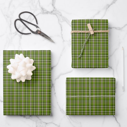 Avocado Green Plaid Windowpane Pattern Retro Inpakpapier Vel (Voorkant)