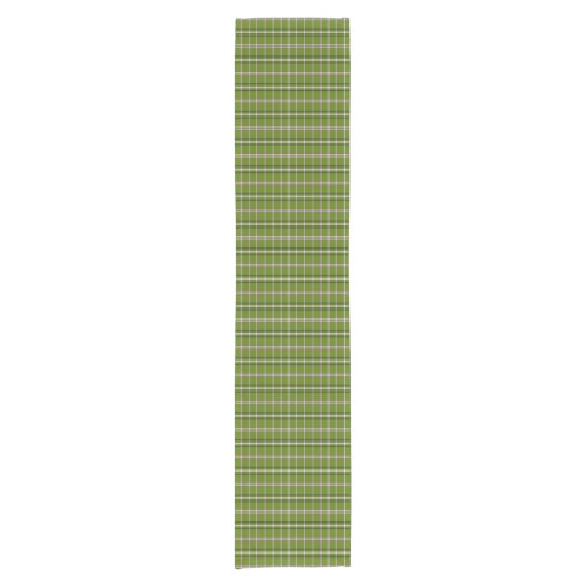 Avocado Green Plaid Windowpane Retro Table Runner Korte Tafelloper (Voorkant)
