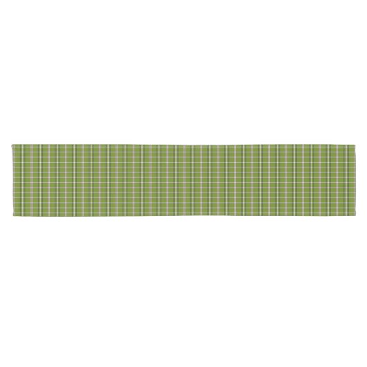 Avocado Green Plaid Windowpane Retro Table Runner Korte Tafelloper (Horizontaal)