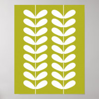 Avocado Green Plant Retro Mid Century Wall Art