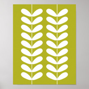 Avocado Green Plant Retro Mid Century Wall Art Poster