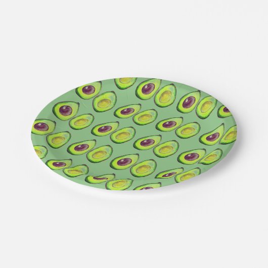 Avocado Green Vegan Foodie Vegeterian Foodie Papieren Bordje (Gekanteld)