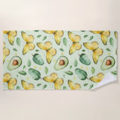 Avocado Green Vlinders Verjaardag Strandlaken (Voorkant)