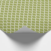 Avocado Green White Moroccan Quatrefoil Pattern #5 Cadeaupapier (Hoek)