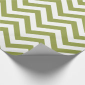 Avocado Green White XL Chevron ZigZag Pattern Cadeaupapier (Hoek)