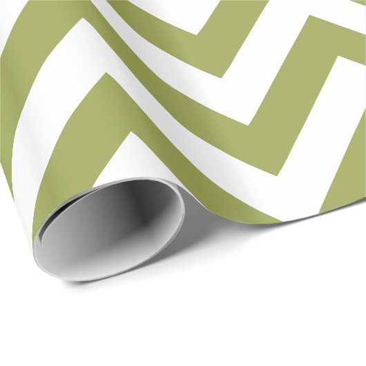 Avocado Green White XL Chevron ZigZag Pattern Cadeaupapier (Rol Hoek)