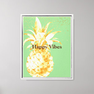 Avocado Groen Geel Goud Ananas Canvas Afdruk