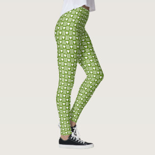 Avocado Groen Gingham Hart Patch Plaid Leggings
